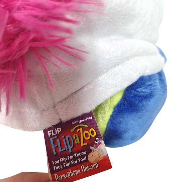 Flip a Zoo White Unicorn Green Dragon Reversible Plush 19" - Picture 5 of 11